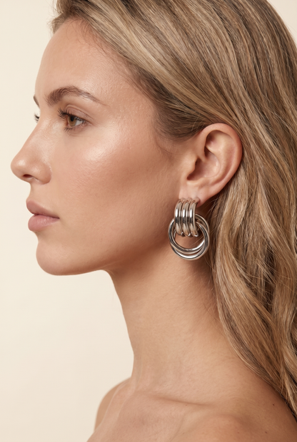 Amberly Sculpted Knot Hoop Earrings - Silver