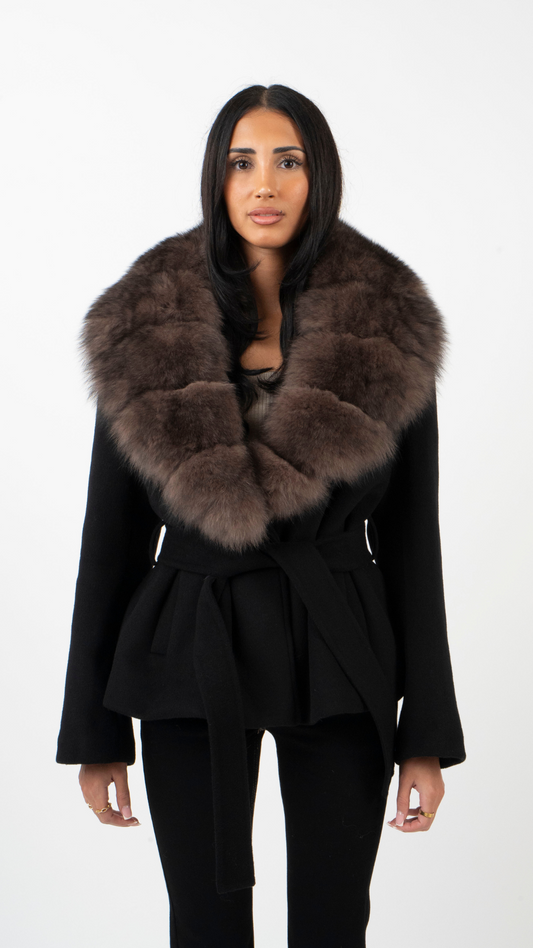 Amelia Faux Fur Oversized Collar Tailored Jacket