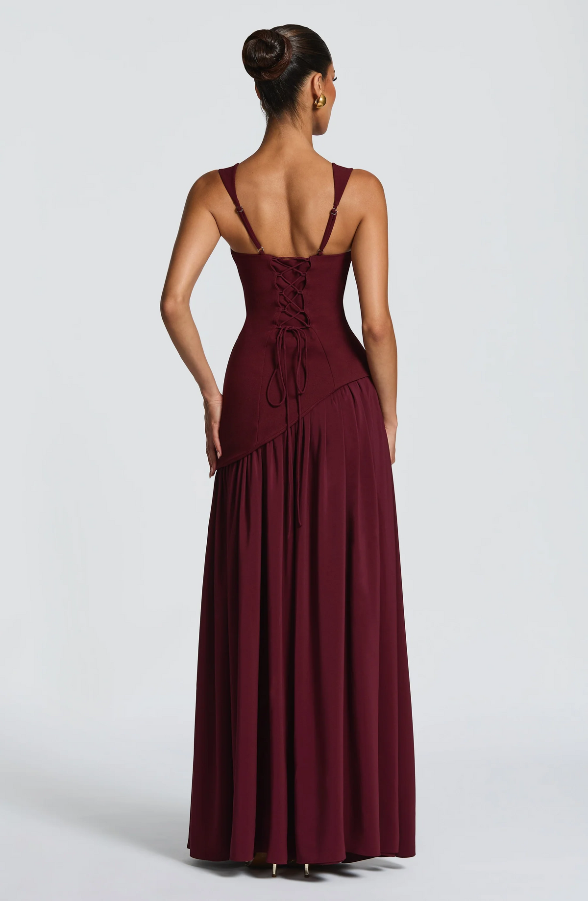 Anja Satin Square-Neck Maxi Dress
