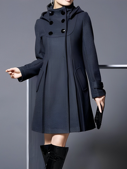 Annalee A-Line Funnel Neck Coat - Navy