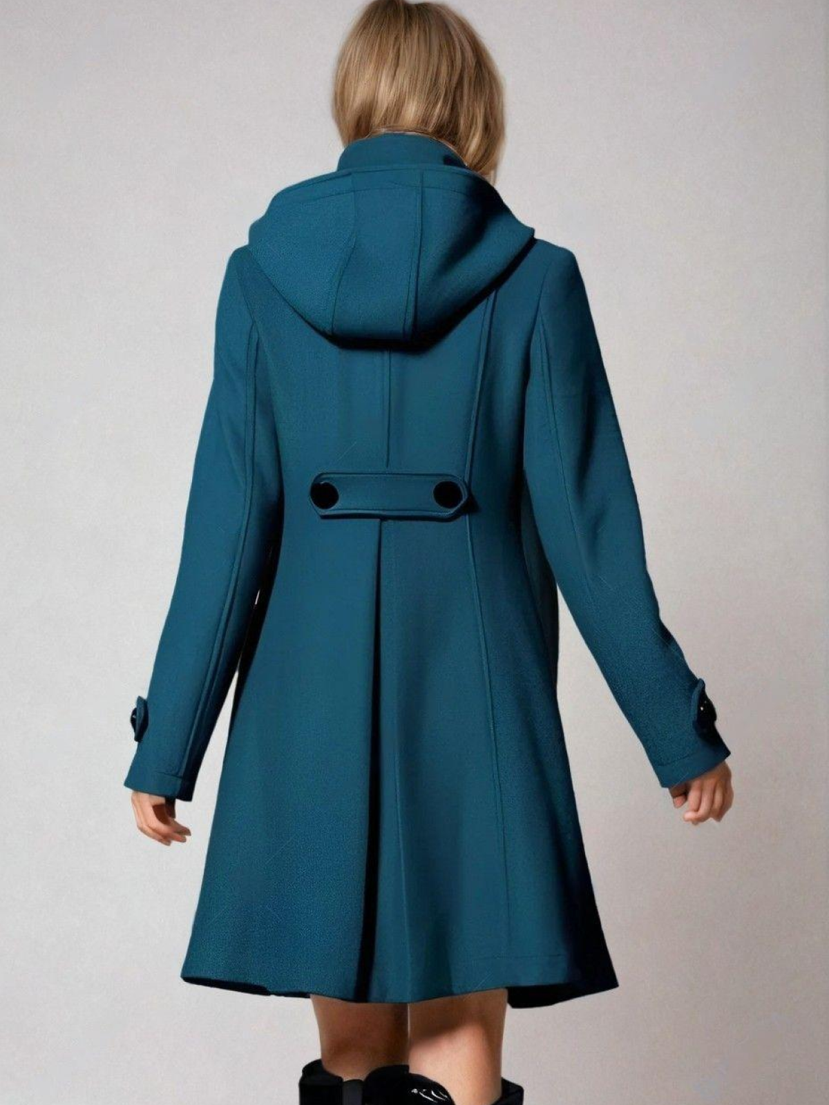 Annalee A-Line Funnel Neck Coat - Teal