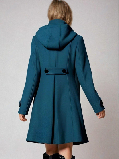 Annalee A-Line Funnel Neck Coat - Teal