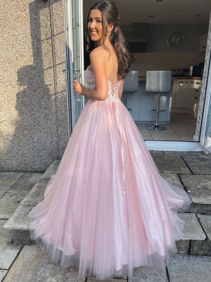Anthea Lace Tulle Gown - Blush
