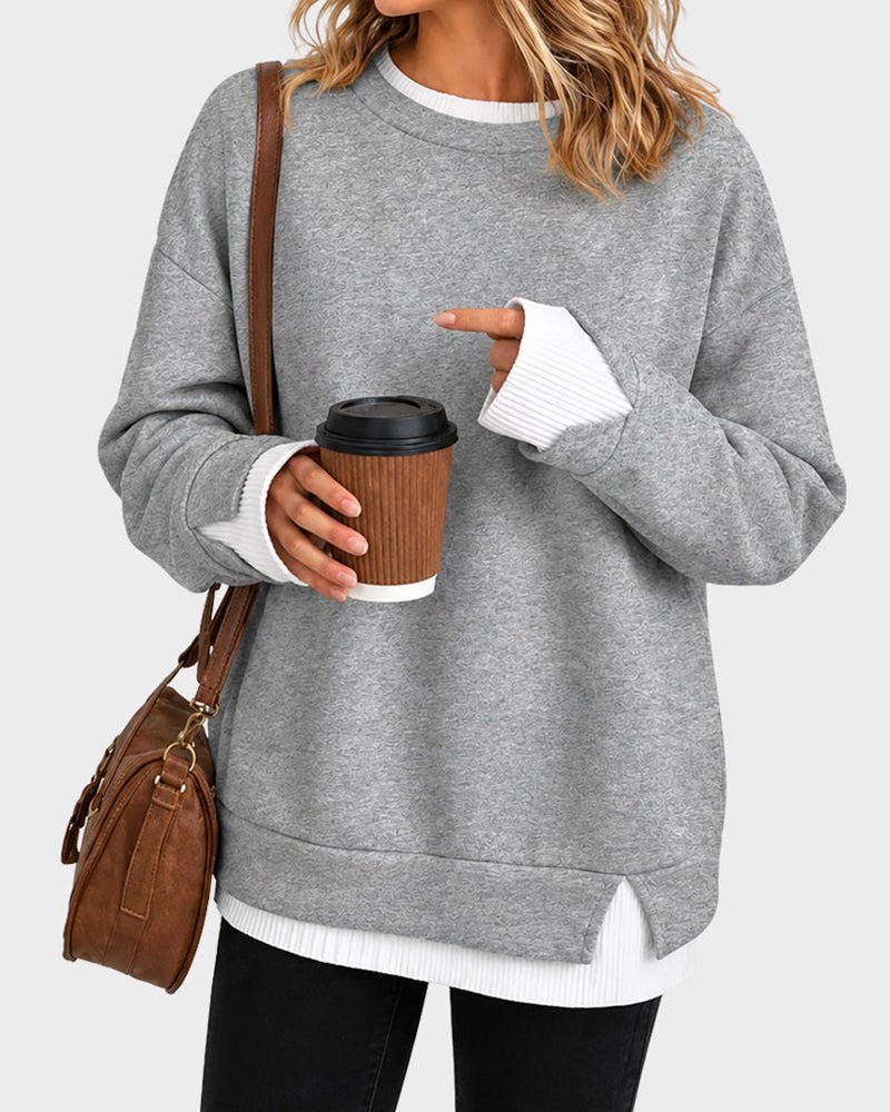 Apolline Contrast Trim Top - Gray