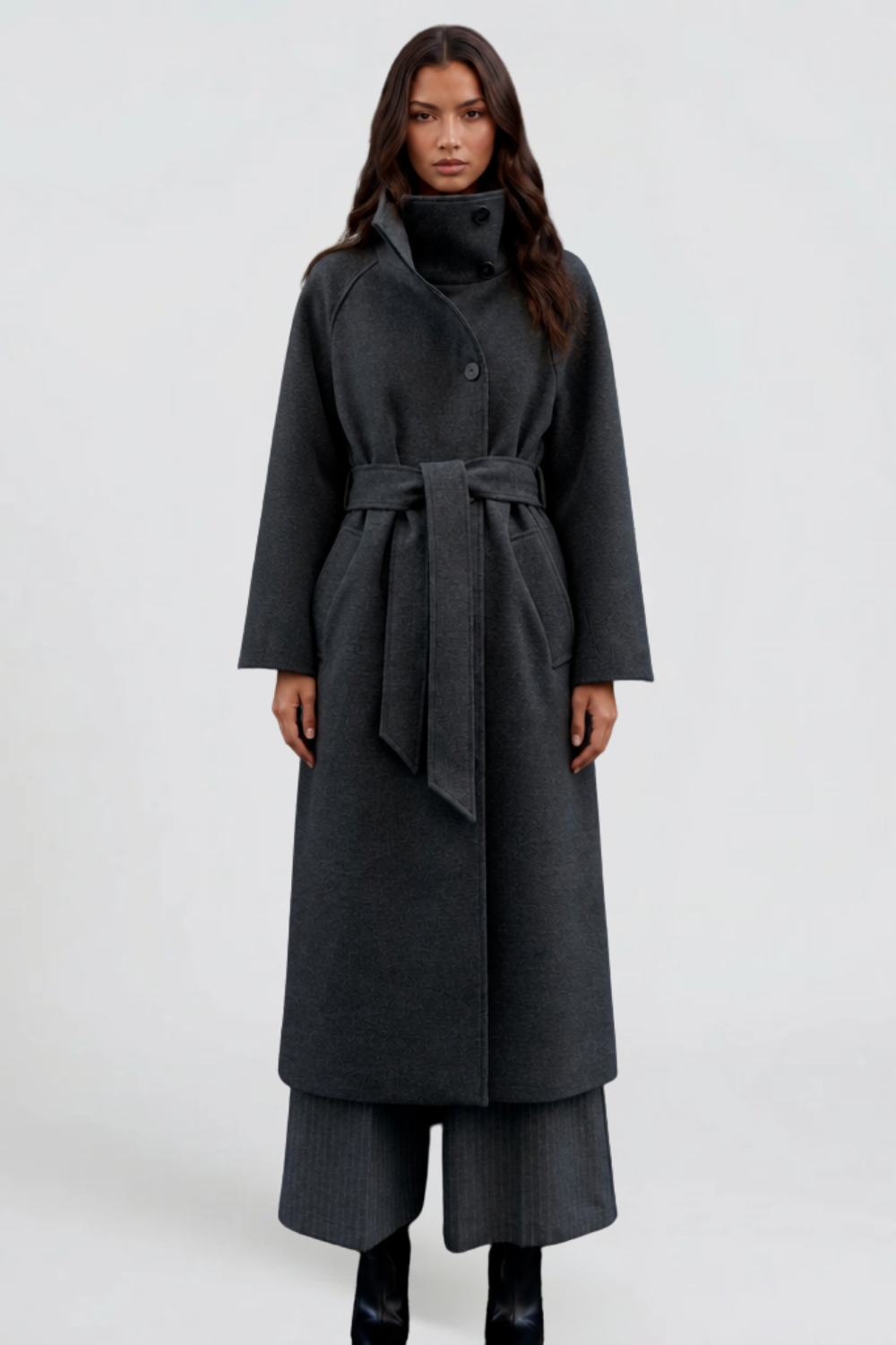 Audrey Belted Tailored Longline Wool Coat