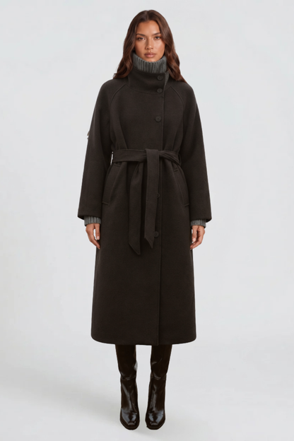 Audrey Belted Tailored Longline Wool Coat