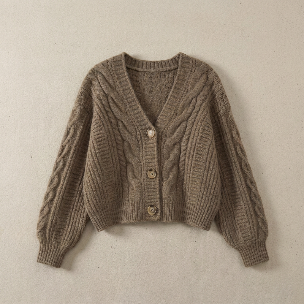 Aurielle Cable Knit Top - Brown