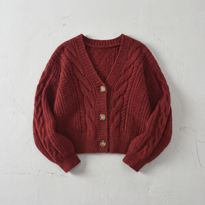 Aurielle Cable Knit Top - Red