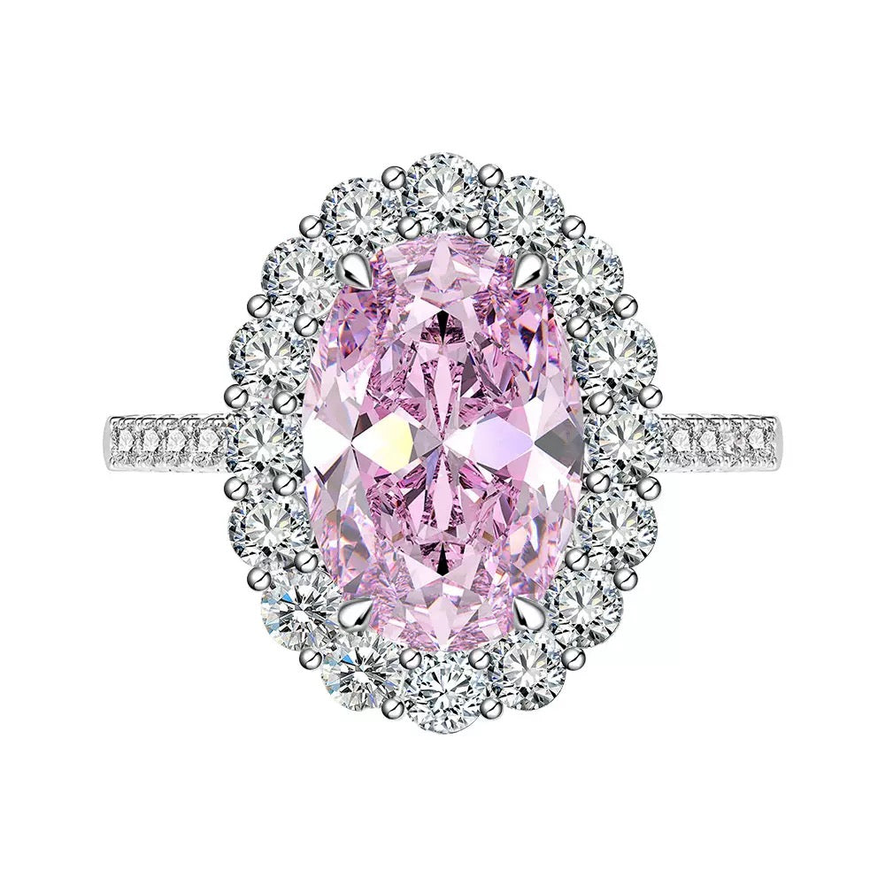 Avalyn Oval Halo Ring - Pink