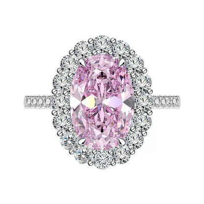 Avalyn Oval Halo Ring - Pink