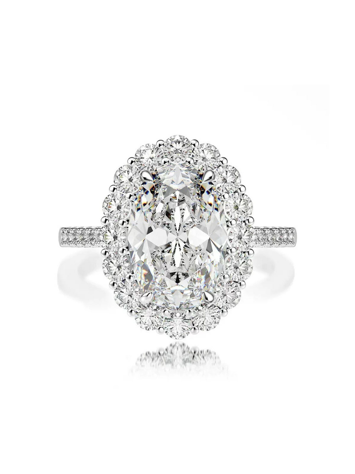 Avalyn Oval Halo Ring - White
