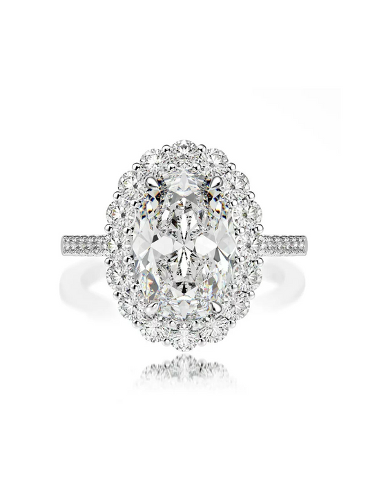 Avalyn Oval Halo Ring - White