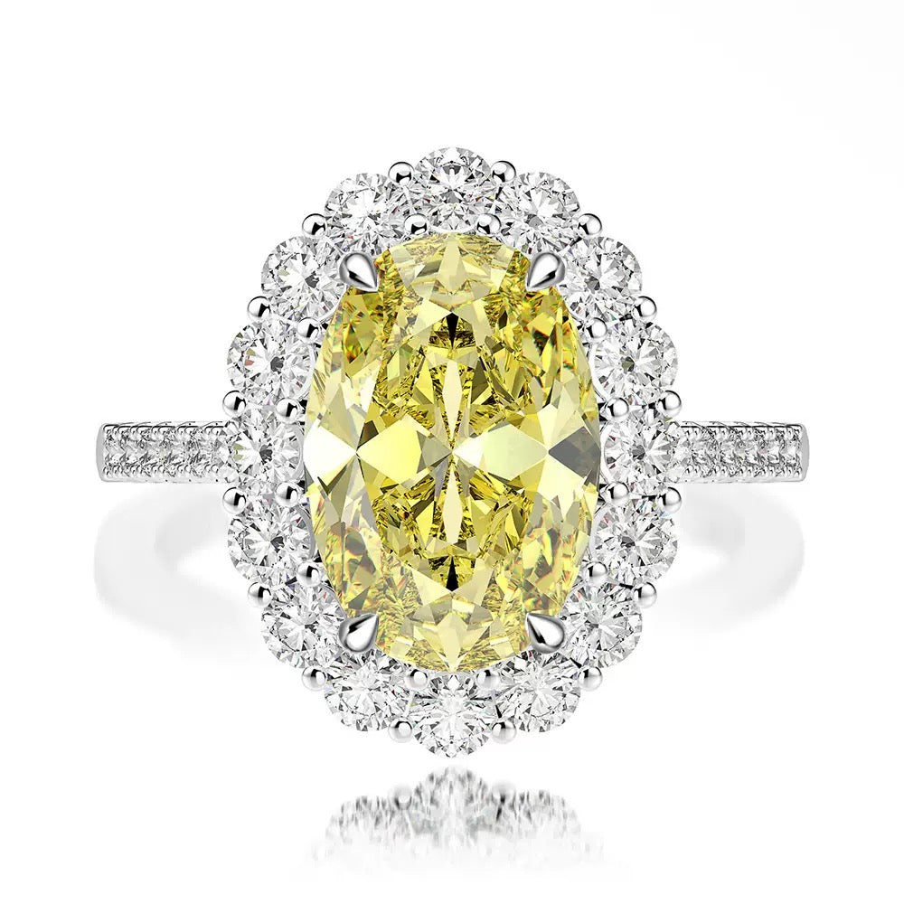 Avalyn Oval Halo Ring - Yellow