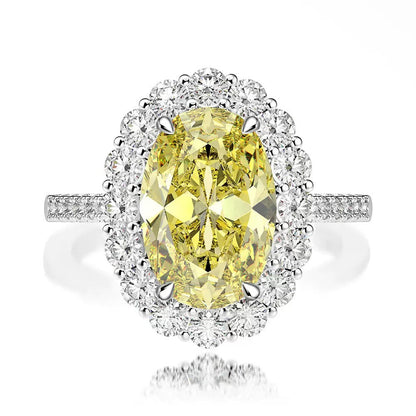 Avalyn Oval Halo Ring - Yellow
