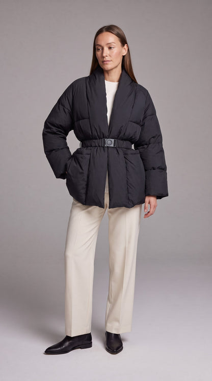 Avonlea Belted Quilted Puffer Coat - Black
