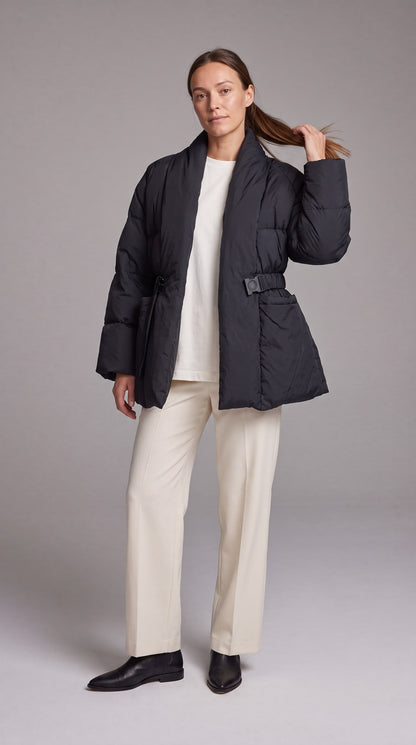 Avonlea Belted Quilted Puffer Coat - Black
