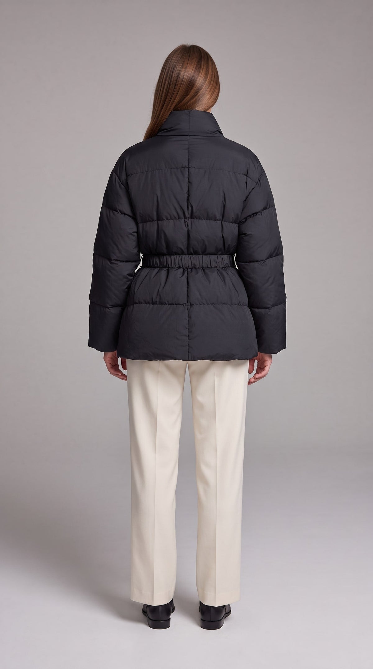 Avonlea Belted Quilted Puffer Coat - Black