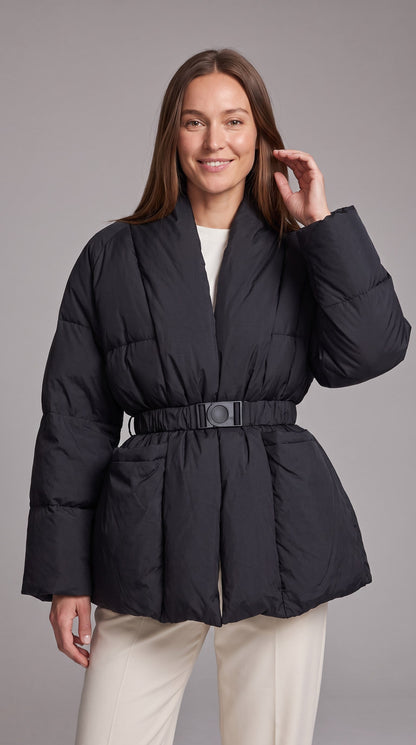 Avonlea Belted Quilted Puffer Coat - Black