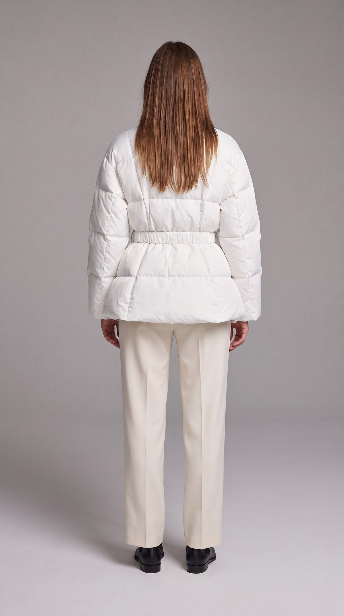 Avonlea Belted Quilted Puffer Coat - White