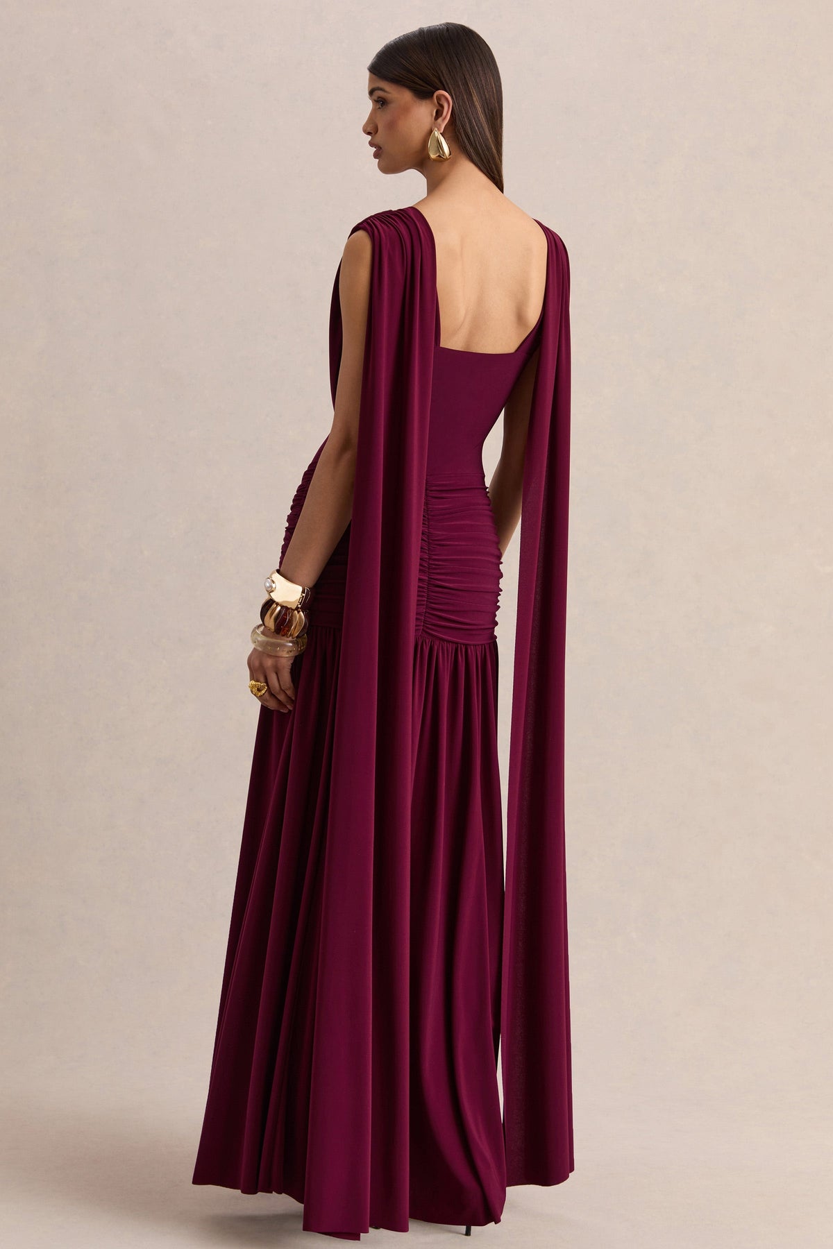 Aylin Cowl Neck Maxi Dress - Burgundy
