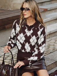 Brown and Ivory Argyle