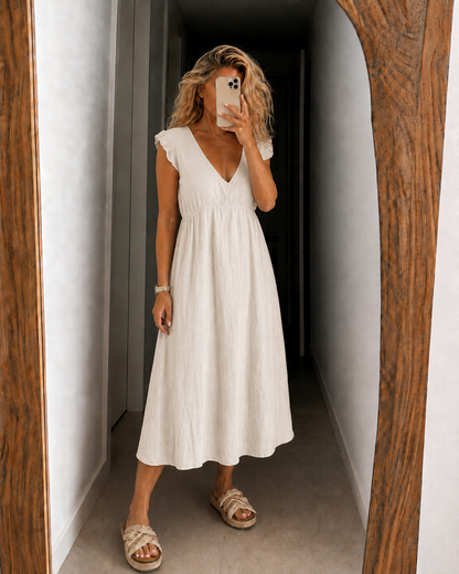Belisande Midi Dress - Beige