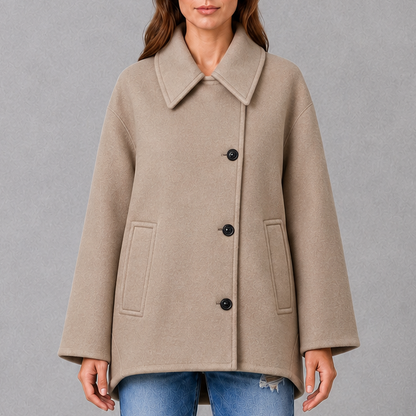 Brigid Vintage Relaxed Longline Coat - Taupe
