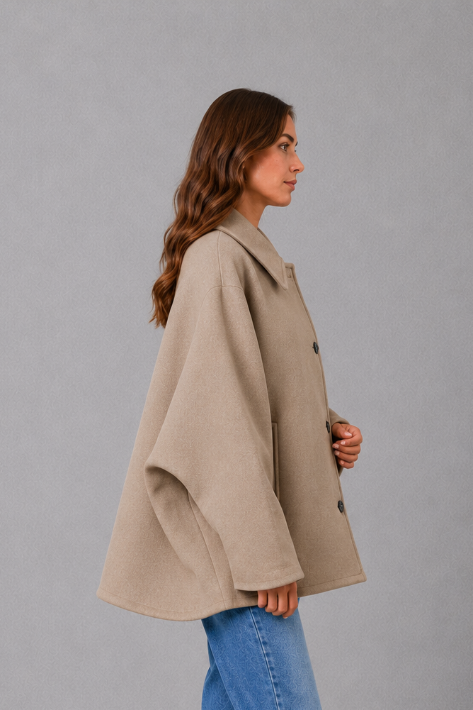 Brigid Vintage Relaxed Longline Coat - Taupe