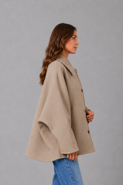 Brigid Vintage Relaxed Longline Coat - Taupe