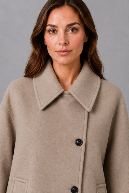 Brigid Vintage Relaxed Longline Coat - Taupe