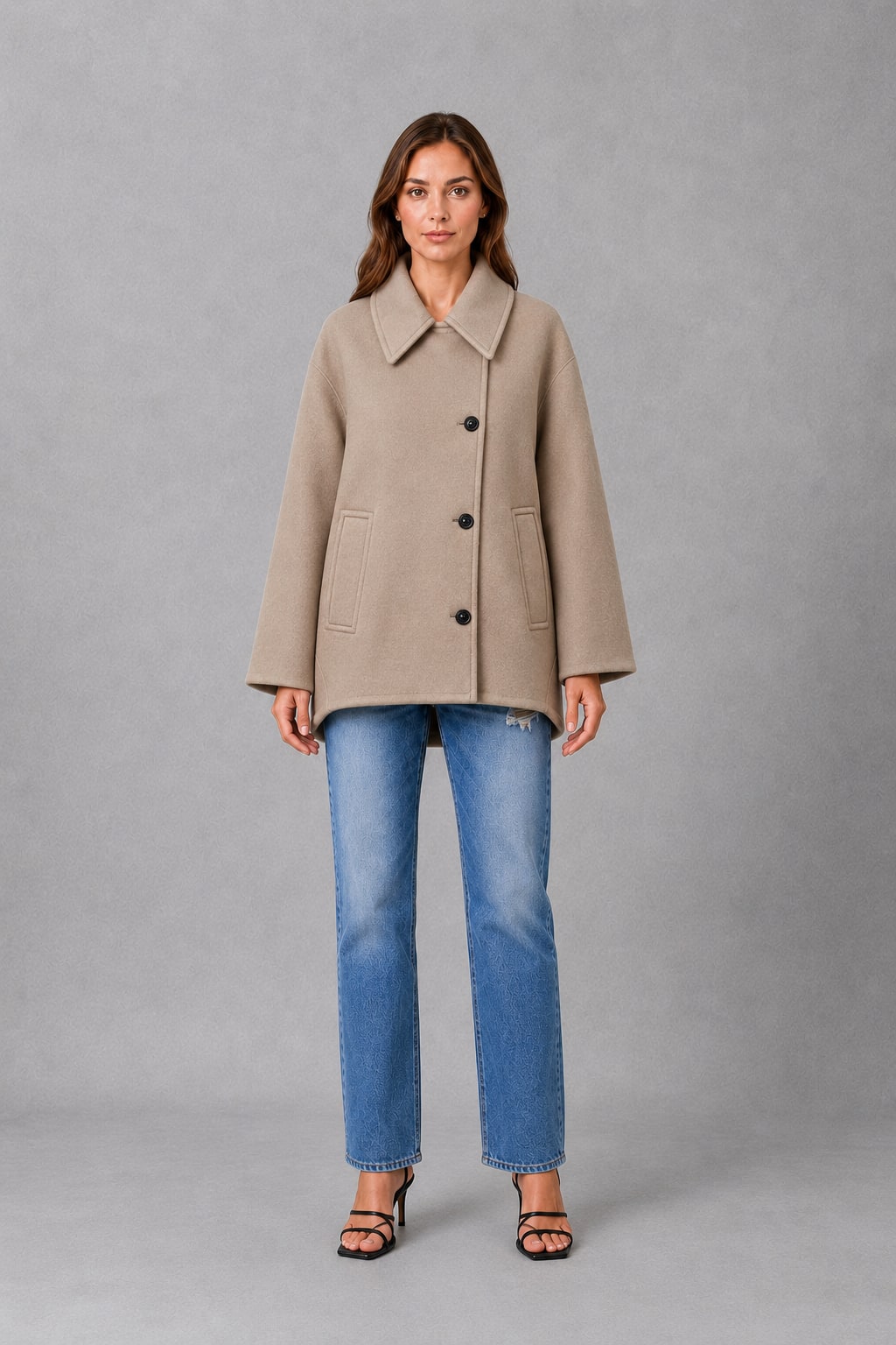 Brigid Vintage Relaxed Longline Coat - Taupe