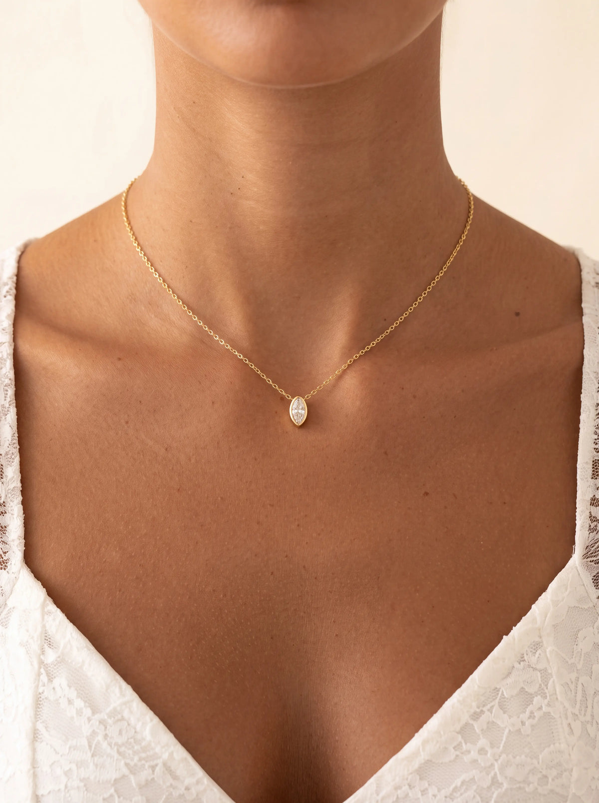 Caia Marquise Solitaire Necklace - Gold