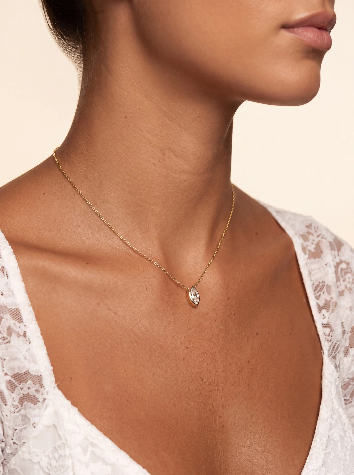 Caia Marquise Solitaire Necklace - Gold