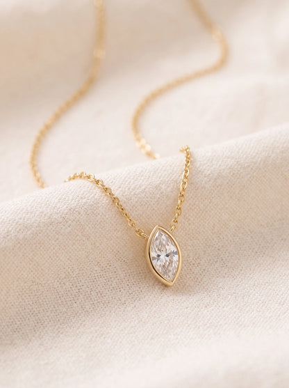Caia Marquise Solitaire Necklace - Gold
