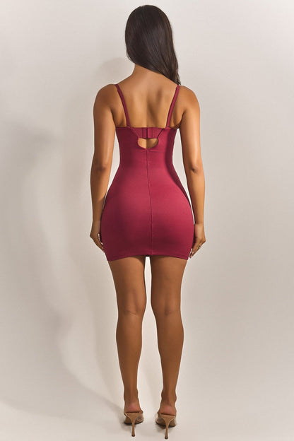 Calliope Sculpted Mini Dress - Burgundy