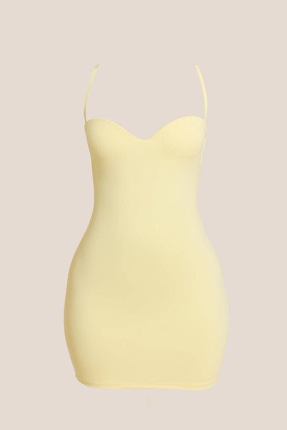 Calliope Sculpted Mini Dress - Butter Yellow