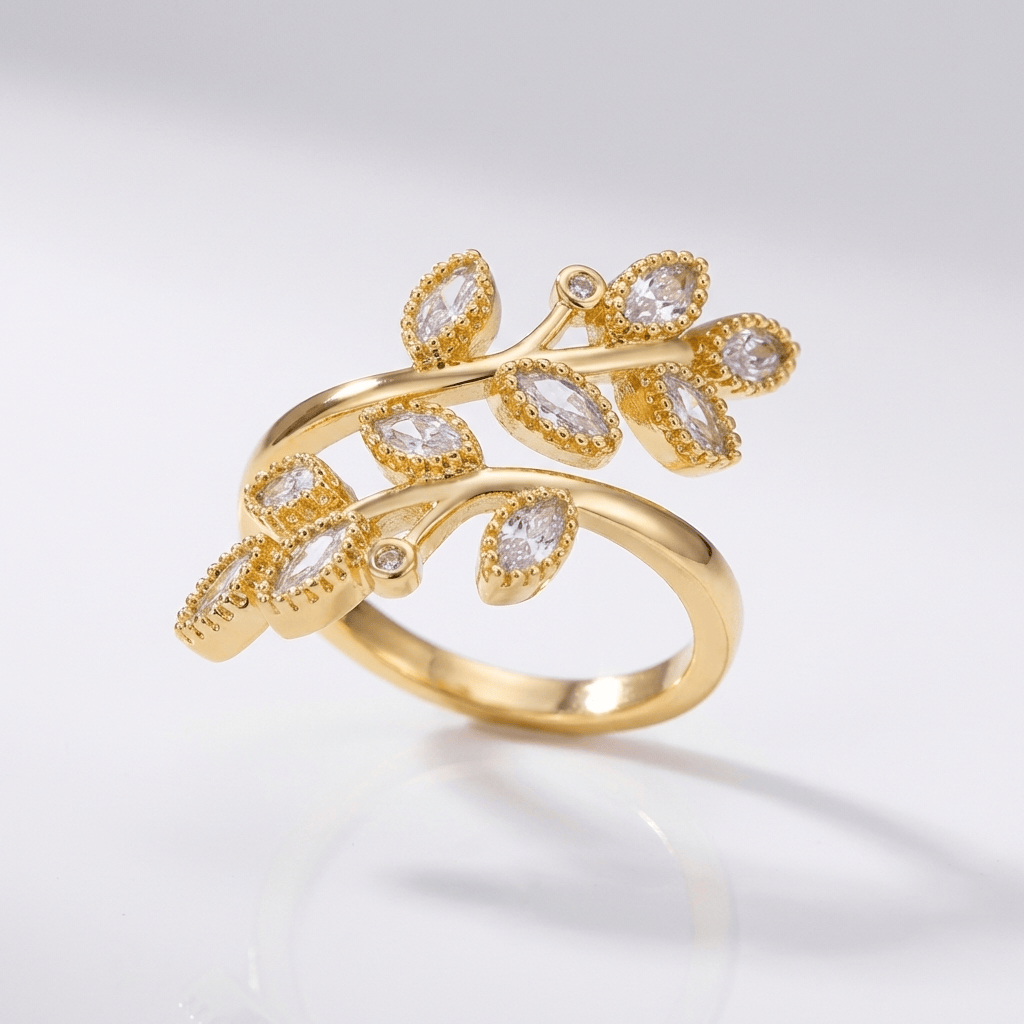 Caprice Leaf Wrap Ring - Yellow