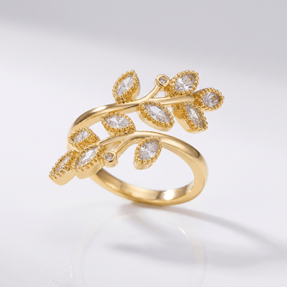 Caprice Leaf Wrap Ring - Yellow