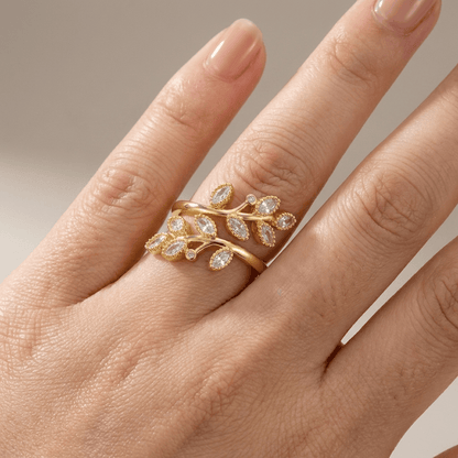 Caprice Leaf Wrap Ring - Yellow