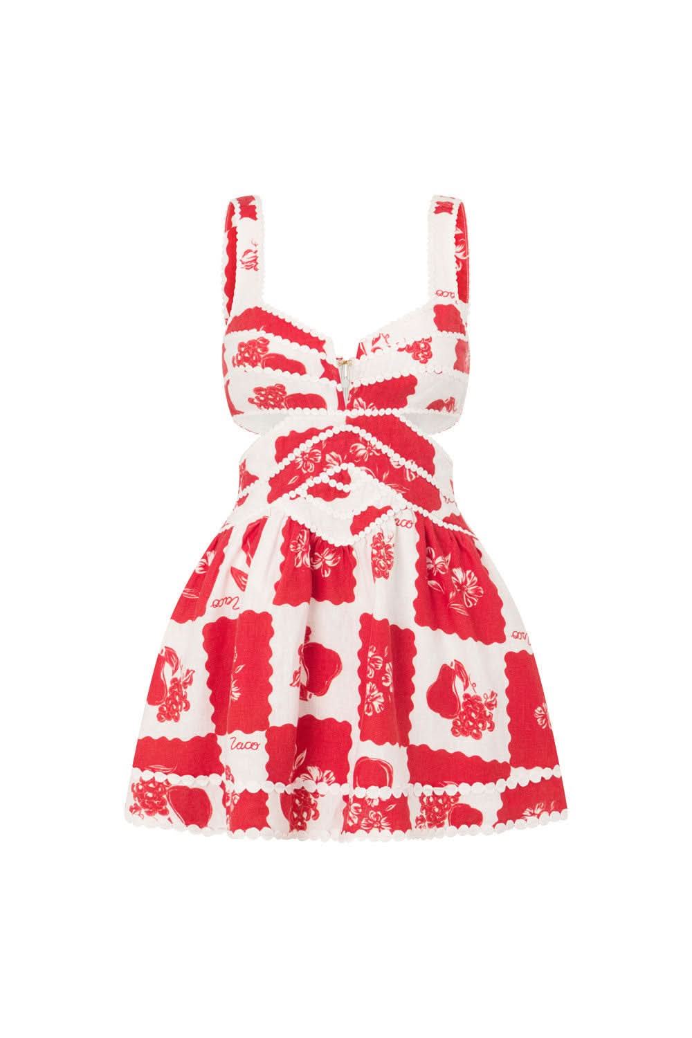 Carina Floral Cutout Mini Dress - Red