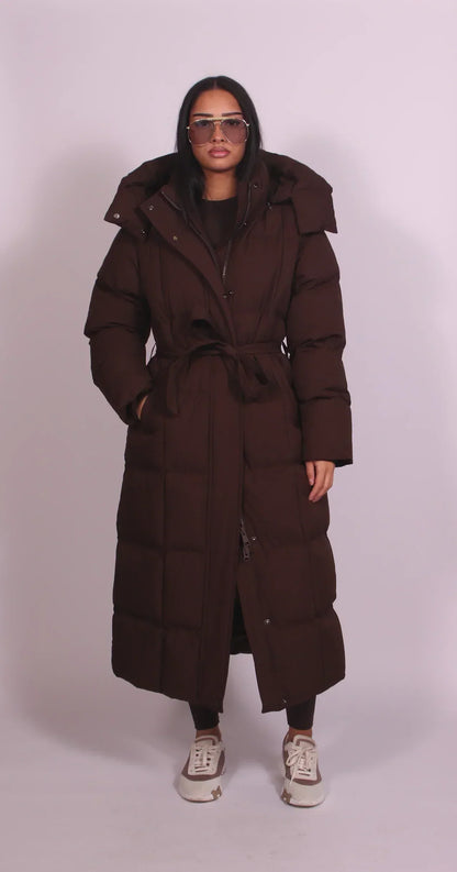 Carmen Long Belted Puffer Coat