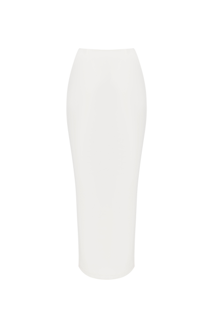 Carolena Satin Pencil Midi Skirt - Ivory