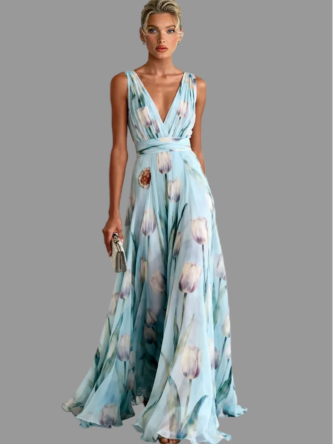 Cassia v Neck Maxi Dress