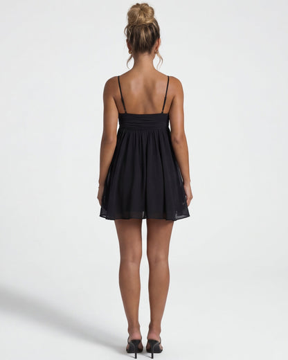 Cecily Ruched Bust Babydoll Mini Dress - Black