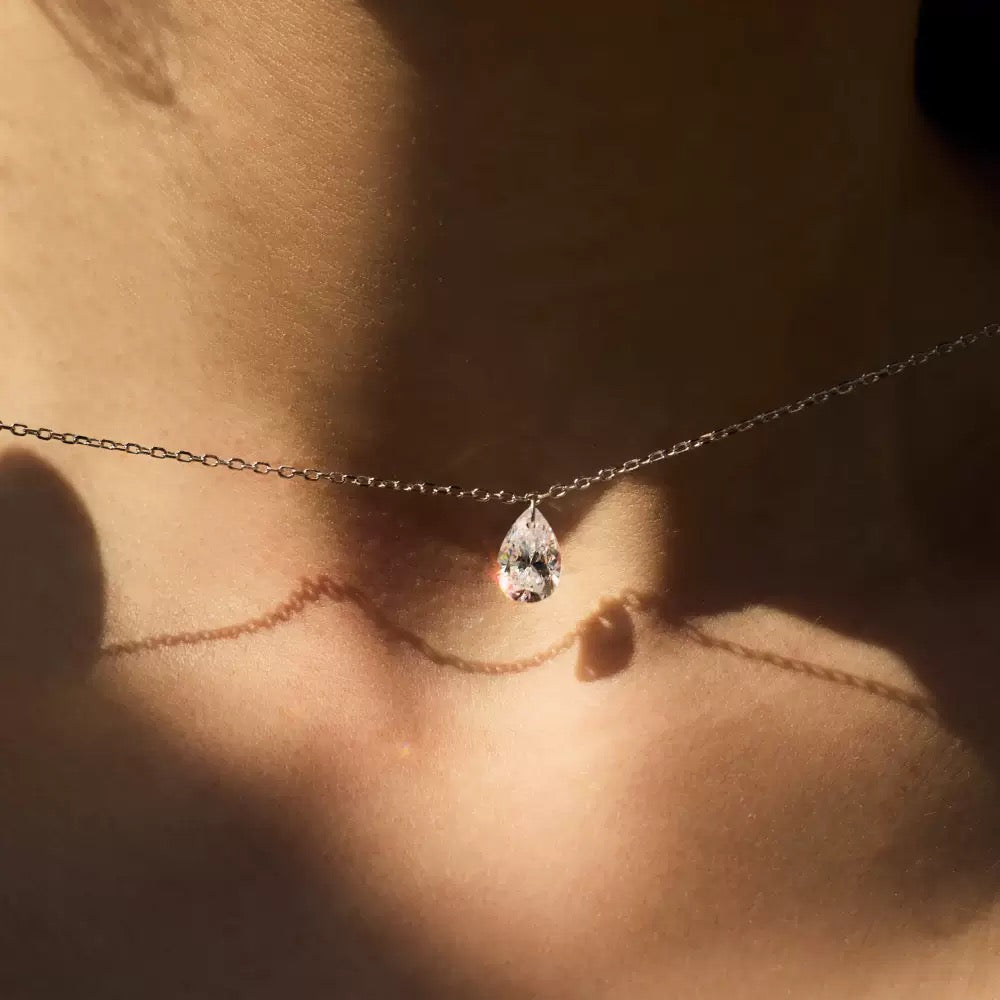 Ceridwen Pear Drop Necklace - Silver