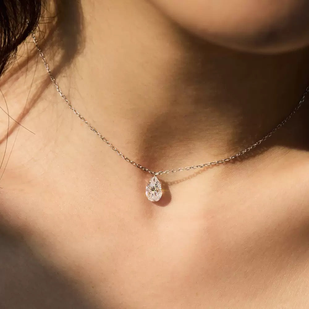 Ceridwen Pear Drop Necklace - Silver