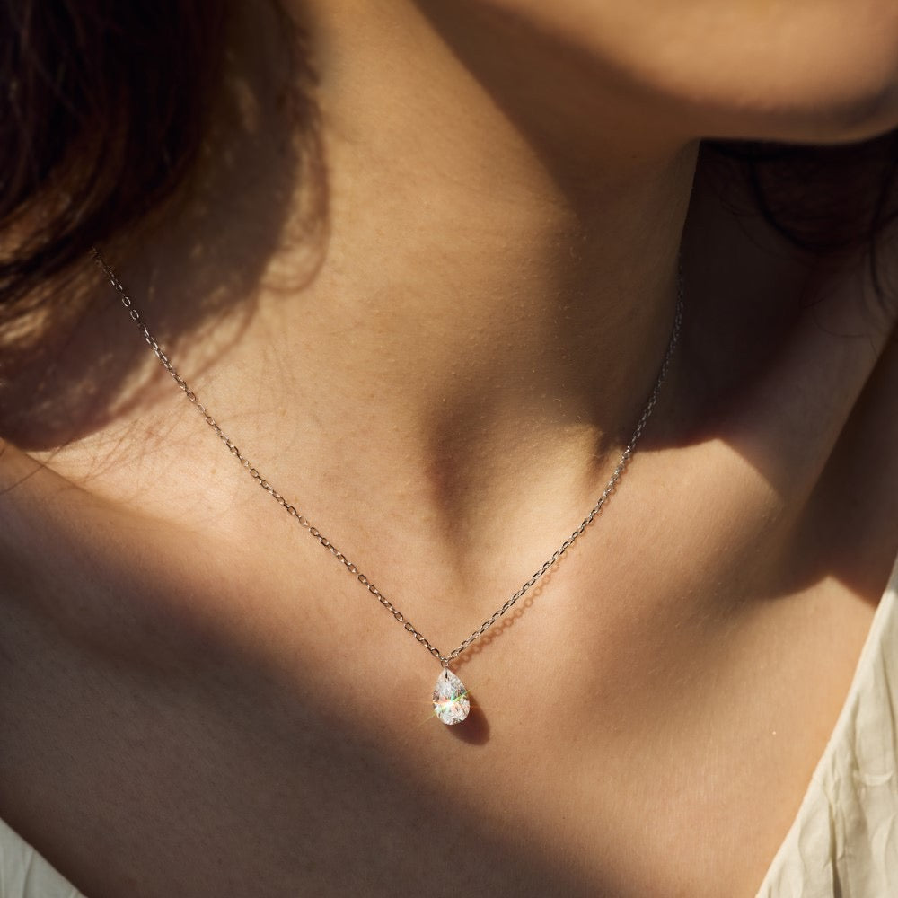 Ceridwen Pear Drop Necklace - Silver