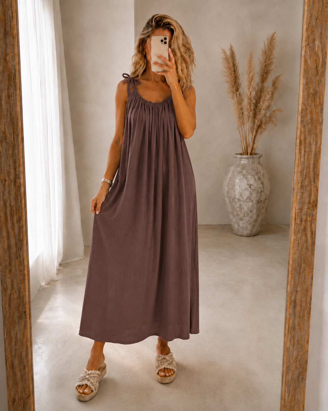 Cerise Maxi Dress - Brown