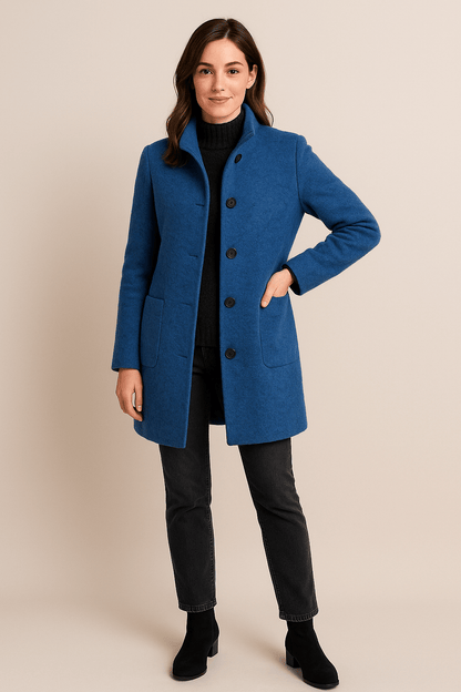 Charlotte High Neck Button Long Coat