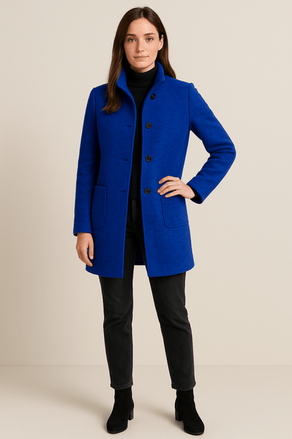 Charlotte High Neck Button Long Coat
